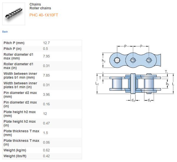 Asa Single Strand Roller Chain Ref. Skf Phc 60sh-1x10ft