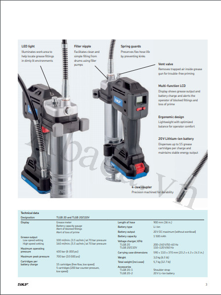 Súng bơm mỡ bằng Pin TLGB 20 SKF