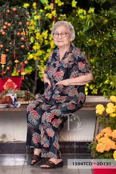 1594TCD (B) - Đồ bộ Tole cho bà Thành Duyên, tay ngắn, quần dài, thoáng mát, không rút ( 03-23)