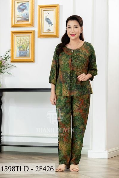 1598TLD- Đồ bộ Tole nữ trung niên mặc nhà Thành Duyên bông, tay lỡ, quần dài (03-24)