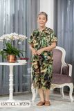 1597TCL- Đồ bộ Tole cho bà mặc nhà Thành Duyên, cổ lá trầu , tay ngắn, quần lửng, không rút, thoáng mát (23-10-2024)