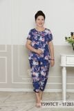 1599TCT - Đồ bộ Tole nữ trung niên mặc nhà Thành Duyên bông, tay ngắn, quần 9 tấc (5-24)