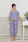 1599TCT - Đồ bộ Tole nữ trung niên mặc nhà Thành Duyên bông, tay ngắn, quần 9 tấc (5-24)
