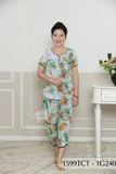 1599TCT - Đồ bộ Tole nữ trung niên mặc nhà Thành Duyên bông, tay ngắn, quần 9 tấc (5-24)