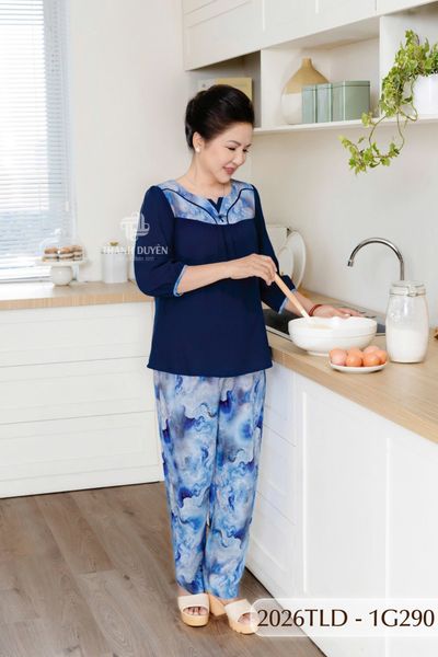 Đồ bộ Tole nữ mặc nhà Thành Duyên phối màu sọc viền, tay lỡ quần dài, thoáng mát - 2026TLD