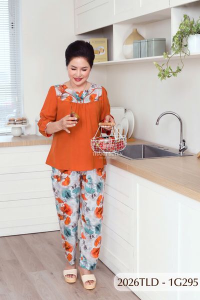 Đồ bộ Tole nữ mặc nhà Thành Duyên phối màu sọc viền, tay lỡ quần dài, thoáng mát - 2026TLD