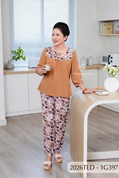 Đồ bộ Tole nữ mặc nhà Thành Duyên phối màu sọc viền, tay lỡ quần dài, thoáng mát - 2026TLD