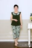 2014CTT- Đồ bộ Tole nữ trung niên mặc nhà Thành Duyên bông, tay cánh tiên, quần 9 tấc (06-24)