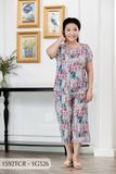 1592TCR - Đồ bộ Tole nữ trung niên mặc nhà Thành Duyên sọc, quần ống rộng, tay con, thoáng mát, không rút (10.23)
