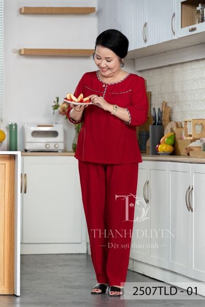 2507TLD - Đồ bộ Tole nữ trung niên mặc nhà Thành Duyên bông tay lỡ, quần dài (33)