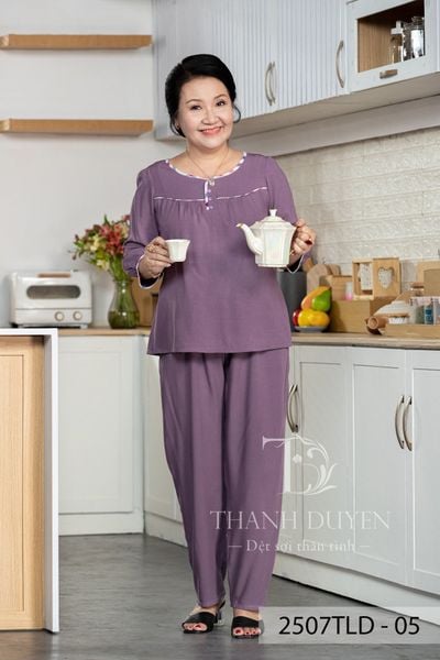 2507TLD - Đồ bộ Tole nữ trung niên mặc nhà Thành Duyên bông tay lỡ, quần dài (33)