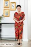 1528TCR - Đồ bộ Tole nữ trung niên mặc nhà  Thành Duyên hoa, quần ống rộng, tay con ( 05-2024)