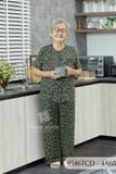 9546TCD -  Đồ bộ bông cho bà mặc nhà Thành Duyên chất liệu Thun cao cấp, cổ tròn, tay ngắn, quần dài (05-2024)