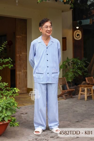 Đồ bộ Kate ông mặc nhà Thành Duyên quần dài, tay dài, thoáng mát, không rút -4582TDD