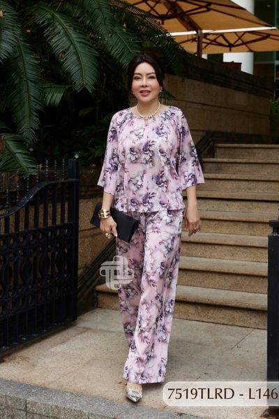 7519TLRD- Đồ bộ Lụa nữ trung niên mặc nhà Thành Duyên tay lỡ, quần dài