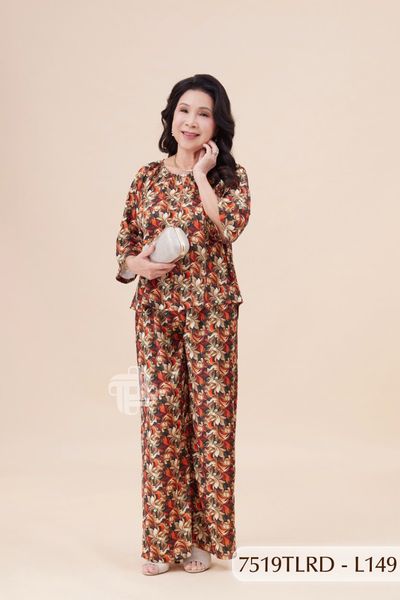 7519TLRD- Đồ bộ Lụa nữ trung niên mặc nhà Thành Duyên tay lỡ, quần dài
