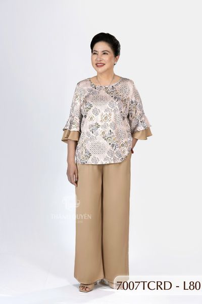 7007TCRD- Đồ bộ Lụa nữ trung niên mặc nhà Thành Duyên pyjama, tay dài, quần dài  (01.24)