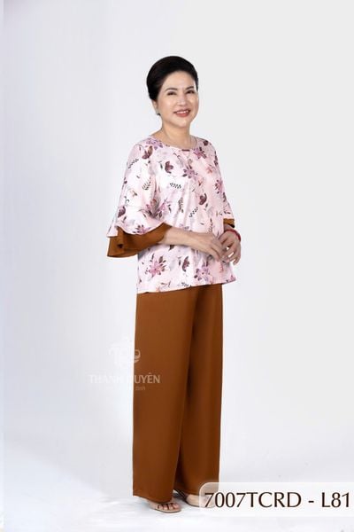 7007TCRD- Đồ bộ Lụa nữ trung niên mặc nhà Thành Duyên pyjama, tay dài, quần dài  (01.24)