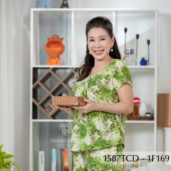 1587TCD (F) - Đồ bộ Tole nữ trung niên mặc nhà Thành Duyên bông, tay con, quần dài ( 08-23)