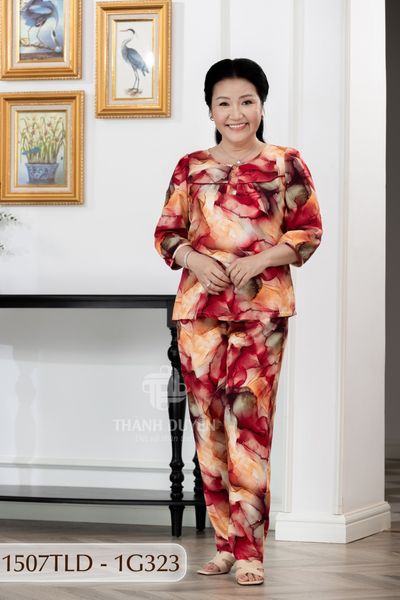 1507TLD- Đồ bộ Tole nữ trung niên mặc nhà Thành Duyên bông, tay lỡ, quần dài (07-24)