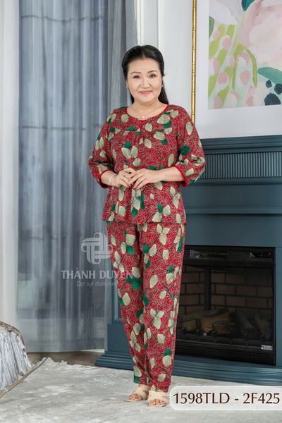 1598TLD- Đồ bộ Tole nữ trung niên mặc nhà Thành Duyên bông, tay lỡ, quần dài (03-24)