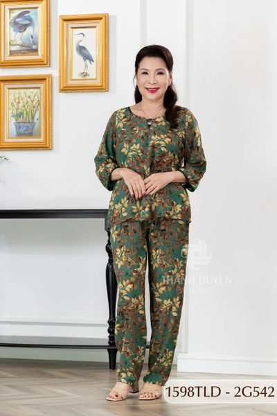 1598TLD- Đồ bộ Tole nữ trung niên mặc nhà Thành Duyên bông, tay lỡ, quần dài (03-24)