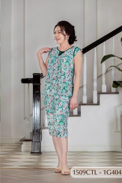 1509CTL(1F)- Đồ bộ Tole nữ mặc nhà Thành Duyên bông, tay cánh tiên, quần lửng (04-24)