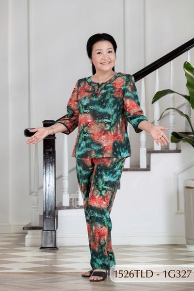 1526TLD- Đồ bộ Tole nữ trung niên mặc nhà Thành Duyên bông, tay lỡ, quần dài (10-24)