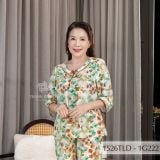 1526TLD- Đồ bộ Tole nữ trung niên mặc nhà Thành Duyên bông, tay lỡ, quần dài (10-24)