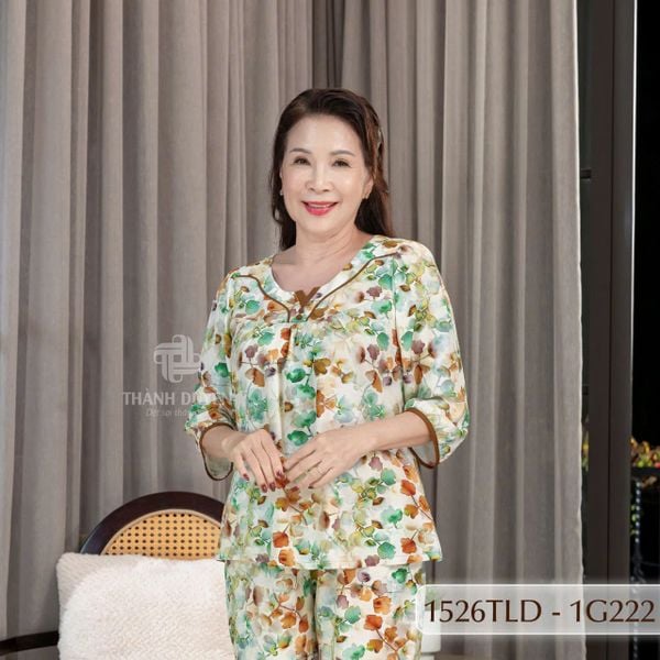 1526TLD- Đồ bộ Tole nữ trung niên mặc nhà Thành Duyên bông, tay lỡ, quần dài (10-24)