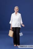 7008TLD - Đồ bộ bông cho bà mặc nhà Thành Duyên cổ tàu, tay lỡ, quần dài