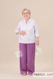 7008TLD - Đồ bộ bông cho bà mặc nhà Thành Duyên cổ tàu, tay lỡ, quần dài
