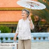 7015TLD - Đồ bộ bông cho bà mặc nhà Thành Duyên cổ tàu, tay lỡ, quần dài (5/4/2024)