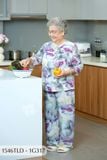 1546TLD(22G) - Đồ bộ bông cho bà mặc nhà Thành Duyên, cổ tròn, tay lỡ, quần dài