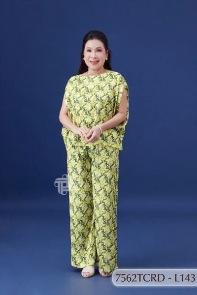 7562TCRD- Đồ bộ Lụa nữ trung niên mặc nhà Thành Duyên tay con, quần dài