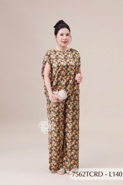 7562TCRD- Đồ bộ Lụa nữ trung niên mặc nhà Thành Duyên tay con, quần dài