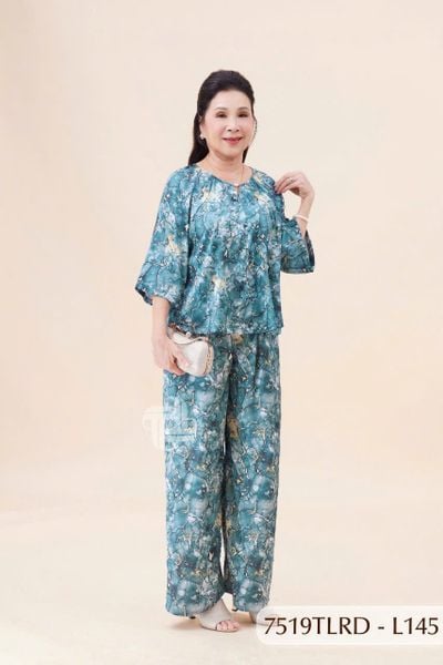 7519TLRD- Đồ bộ Lụa nữ trung niên mặc nhà Thành Duyên tay lỡ, quần dài