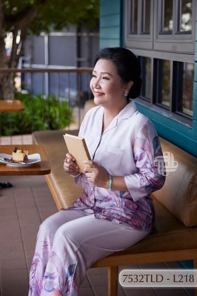 7532TLD- Đồ bộ Lụa pyjama nữ trung niên mặc nhà Thành Duyên tay lỡ, quần dài