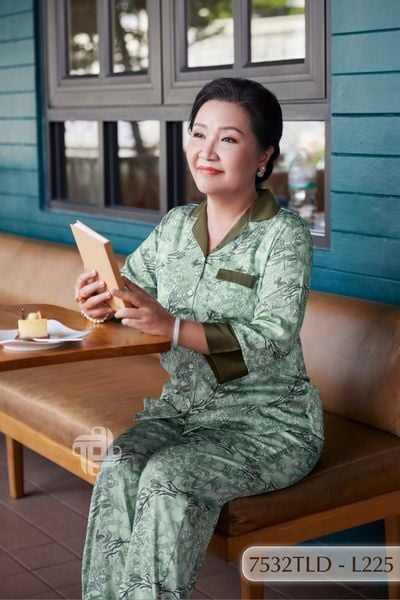 7532TLD- Đồ bộ Lụa pyjama nữ trung niên mặc nhà Thành Duyên tay lỡ, quần dài