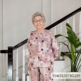 1546TLD(22G) - Đồ bộ bông cho bà mặc nhà Thành Duyên, cổ tròn, tay lỡ, quần dài