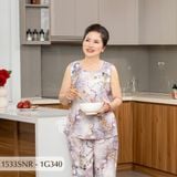 1533SNR -  Đồ bộ Tole nữ trung niên mặc nhà Thành Duyên, bông, tay sát nách, quần ống rộng, thoáng mát, không rút (08-23)