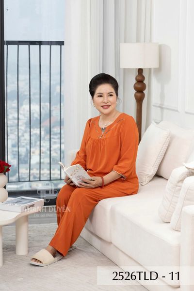 2526TLD-- Đồ bộ Tole nữ trung niên mặc nhà Thành Duyên bông, phối sọc viền tay lỡ, quần dài