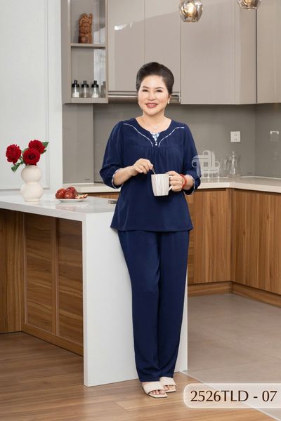 2526TLD-- Đồ bộ Tole nữ trung niên mặc nhà Thành Duyên bông, phối sọc viền tay lỡ, quần dài