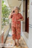 1583TCL(F) Đồ bộ Tole cho bà mặc nhà Thành Duyên, cổ tròn, tay ngắn, quần lửng, không rút, thoáng mát(06-23)