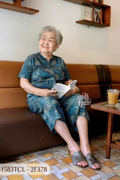 1583TCL(F) Đồ bộ Tole cho bà mặc nhà Thành Duyên, cổ tròn, tay ngắn, quần lửng, không rút, thoáng mát(06-23)