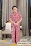 1546TCD(j) Đồ bộ bông cho bà mặc nhà Thành Duyên cổ tròn, tay ngắn, quần dài