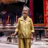 7560TLD - Đồ bộ lụa cho bà mặc nhà Thành Duyên cổ xếp ly, tay lỡ, quần dài