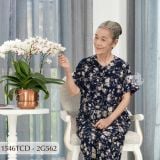 1546TCD(j) Đồ bộ bông cho bà mặc nhà Thành Duyên cổ tròn, tay ngắn, quần dài