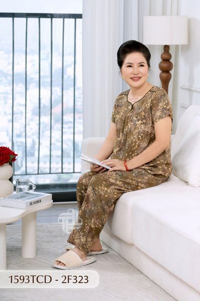 1593TCD- Đồ bộ Tole nữ trung niên mặc nhà Thành Duyên bông, tay con, quần dài (2)