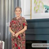 1583TCL(F) Đồ bộ Tole cho bà mặc nhà Thành Duyên, cổ tròn, tay ngắn, quần lửng, không rút, thoáng mát(06-23)